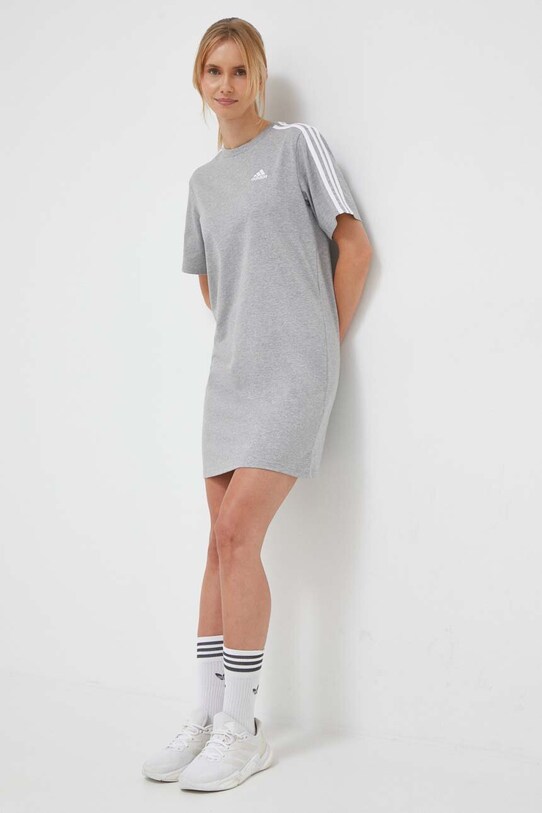 adidas rochie din bumbac HR4924 gri AW23