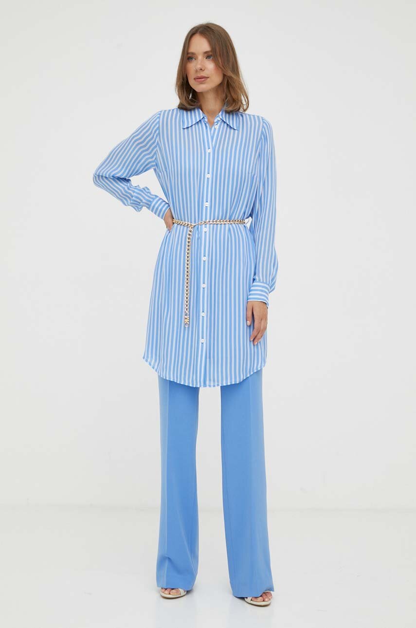 MICHAEL Michael Kors sukienka z domieszką jedwabiu MF381RZAR3 niebieski AW23