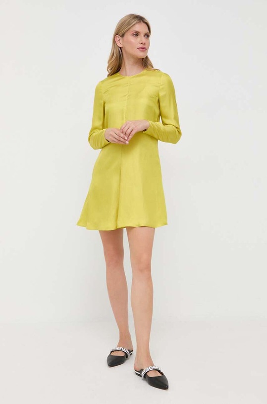 Red Valentino sukienka jedwabna rozkloszowany żółty 3R3VAHL56M1