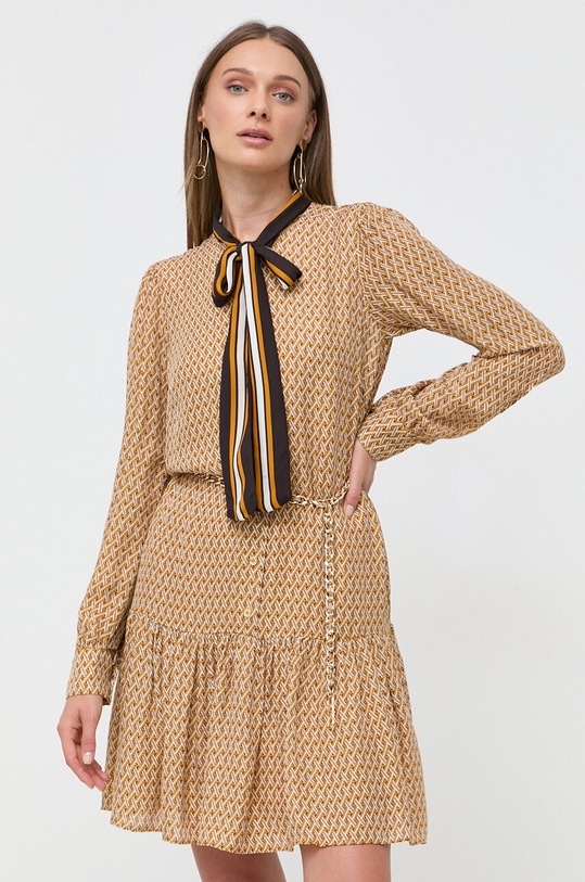 MICHAEL Michael Kors selyemkeverékes ruha gombolós narancssárga MF381NYAR4