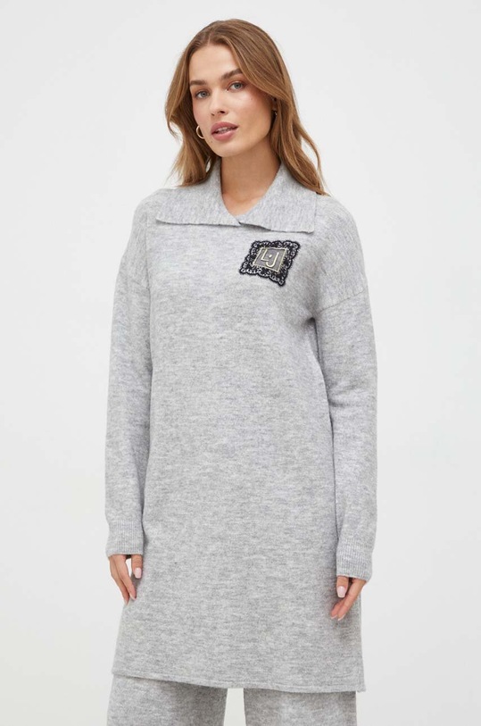Liu Jo sukienka z domieszką wełny długi szary 5F3036.MA08O