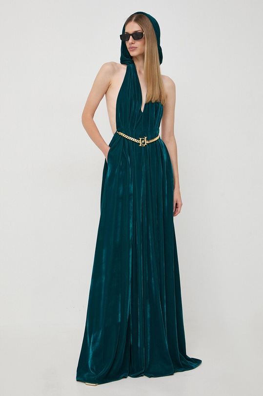 Elisabetta Franchi sukienka rozkloszowany turkusowy AB44637E2