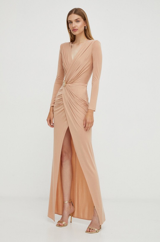 Elisabetta Franchi sukienka beżowy AB49337E2
