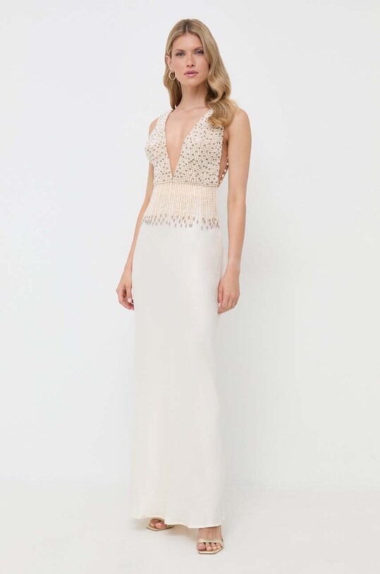 Elisabetta Franchi sukienka jedwabna AB52037E2 beżowy AW23