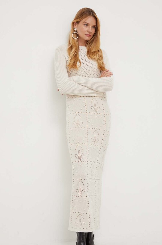 Twinset sukienka z domieszką kaszmiru casual beżowy 232TP3471