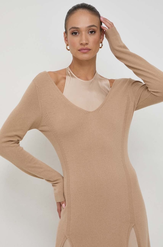 Šaty z vlněné směsi Twinset hnědá 232TP3210