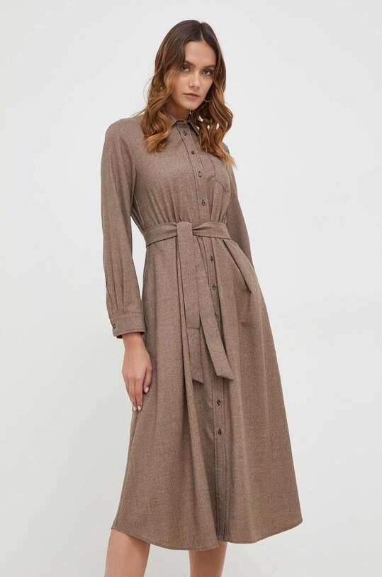 Вовняна сукня Weekend Max Mara візерунок коричневий 2352260233600