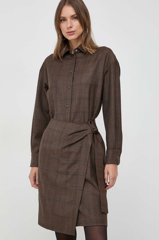Weekend Max Mara rochie din lana mini maro 2352260533600
