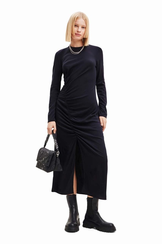 Haljina Desigual 23WWVWA0 WOMAN WOVEN DRESS LONG SLEEVE crna 23WWVWA0