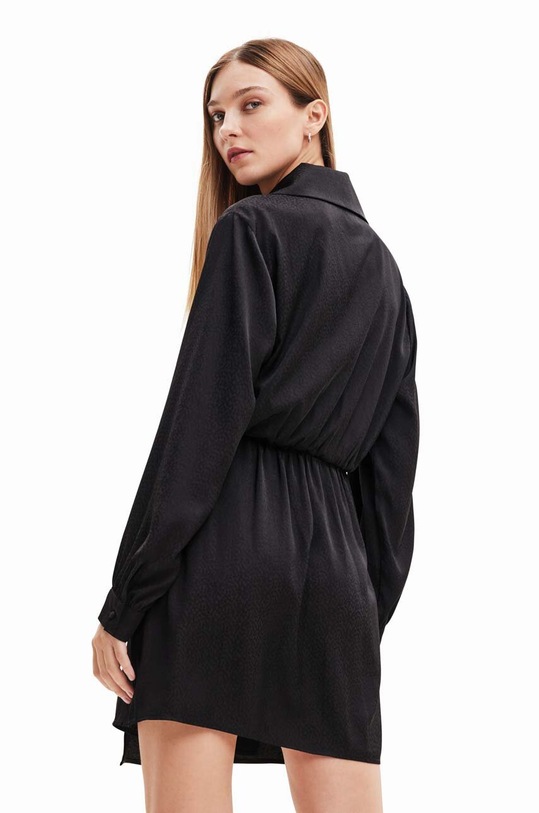 Desigual rochie 23WWVWAI WOMAN WOVEN DRESS LONG SLEEVE 23WWVWAI negru AW23
