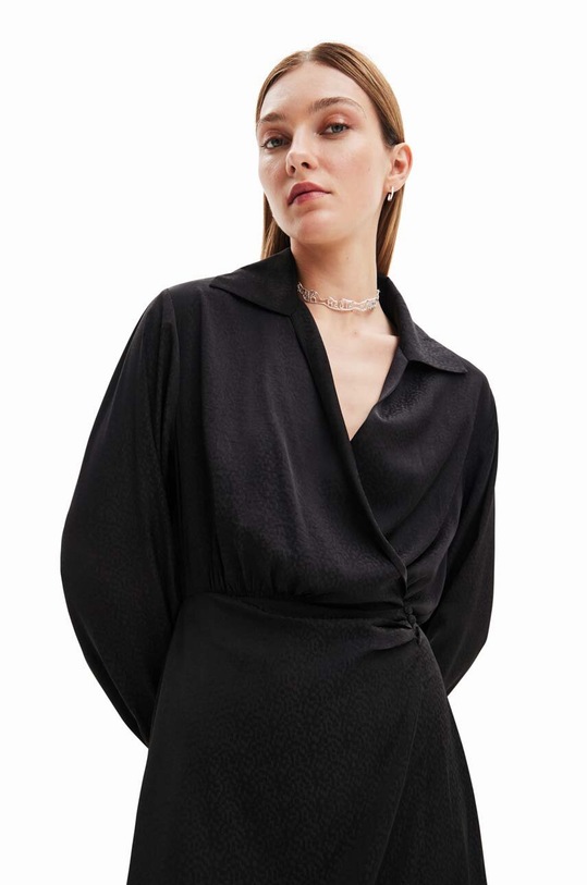 Îmbrăcăminte Desigual rochie 23WWVWAI WOMAN WOVEN DRESS LONG SLEEVE 23WWVWAI negru