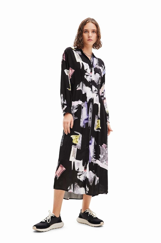 Desigual rochie midi negru 23WWVWAJ