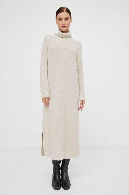 Βαμβακερό φόρεμα Marc O'Polo 309605967105 μπεζ AW23