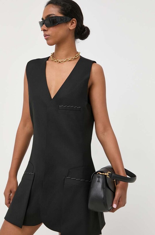 Сукня з домішкою вовни Victoria Beckham mini чорний 1323WDR004819A