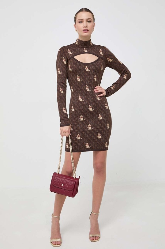 Guess sukienka Guess x Banksy W3BK73.Z3AN0 brązowy AW23