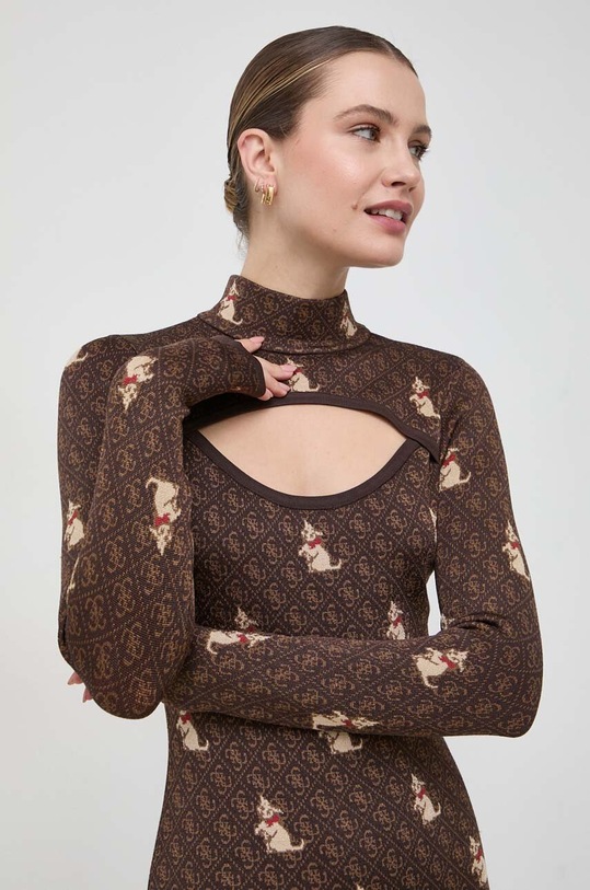 Guess sukienka Guess x Banksy brązowy W3BK73.Z3AN0