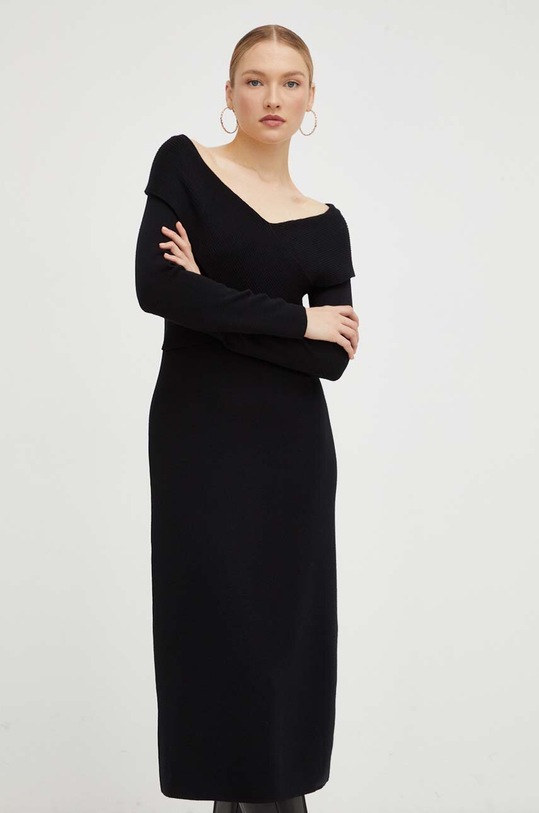 Μάλλινο φόρεμα Luisa Spagnoli 58032 μαύρο AW23
