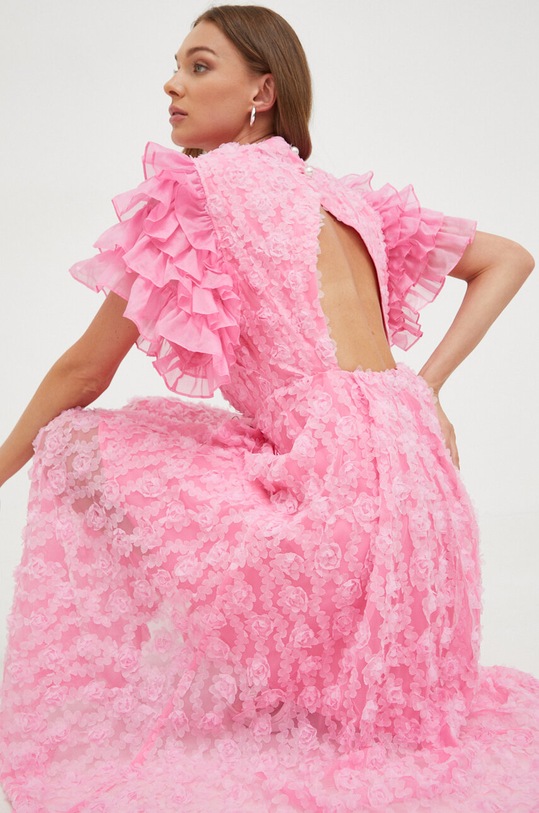 Custommade sukienka z domieszką jedwabiu 999317483 różowy AW23