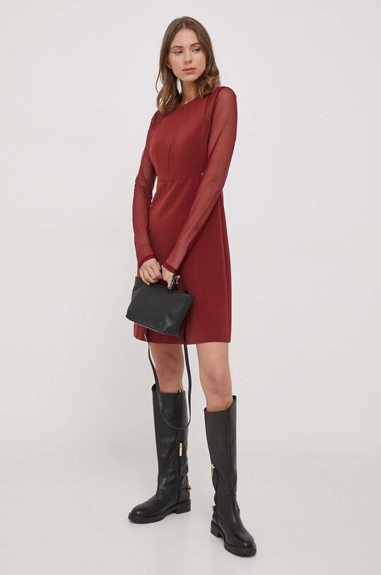 Šaty United Colors of Benetton 4LUVDV06T.1G2 burgundské AW23