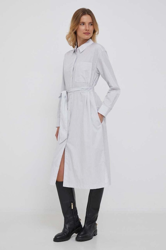 United Colors of Benetton sukienka bawełniana wzorzyste szary 43EVDV052.901