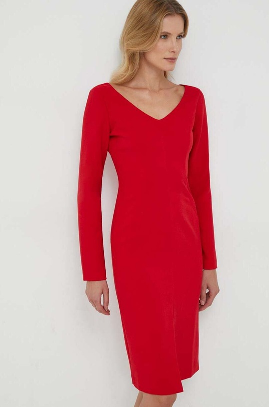 Sisley rochie midi rosu 43Q3LV04P.0F1