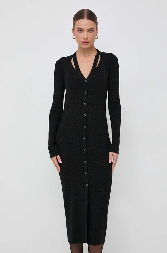 Haljina s primjesom vune BOSS 50493826 crna AW23