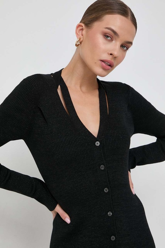 Haljina s primjesom vune BOSS crna 50493826