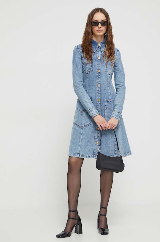 Φόρεμα τζιν Moschino Jeans μακρύ μπλε 0437.8736