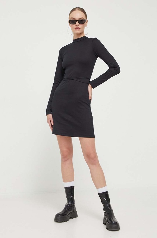 Bavlnené šaty HUGO 50499219 čierna AW23