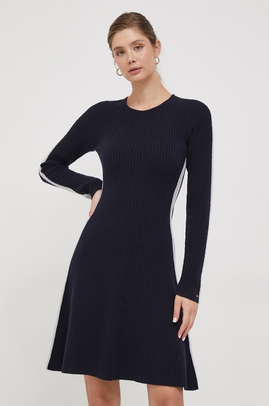 Tommy Hilfiger sukienka wełniana casual granatowy WW0WW39929