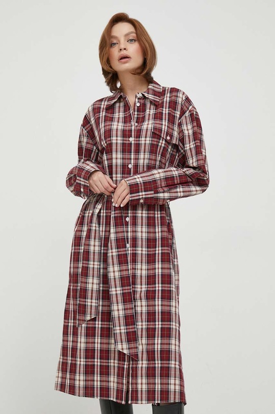 Šaty Tommy Hilfiger mini burgundské WW0WW40361
