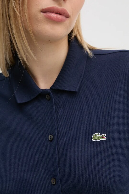 Βαμβακερό φόρεμα Lacoste EF0850 σκούρο μπλε