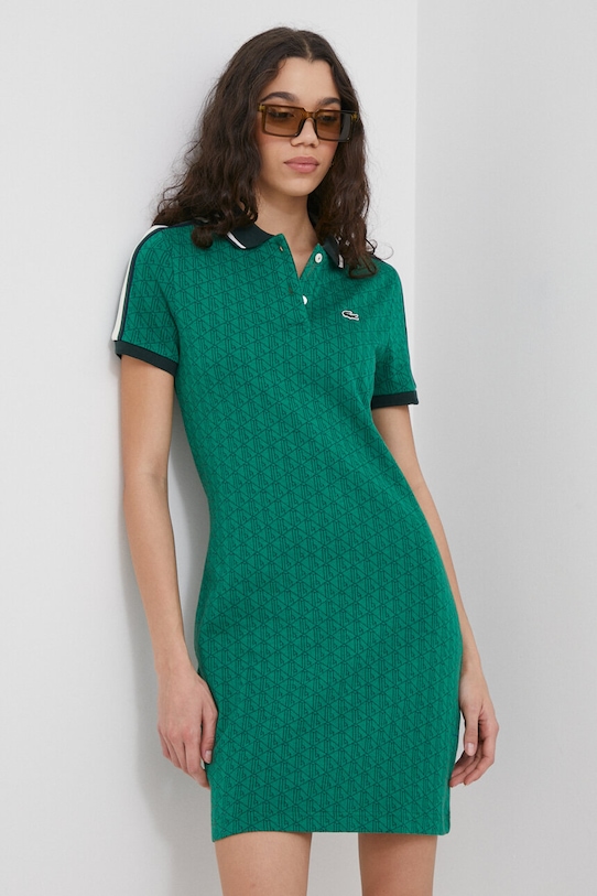 Lacoste rochie din bumbac mini verde EF1676