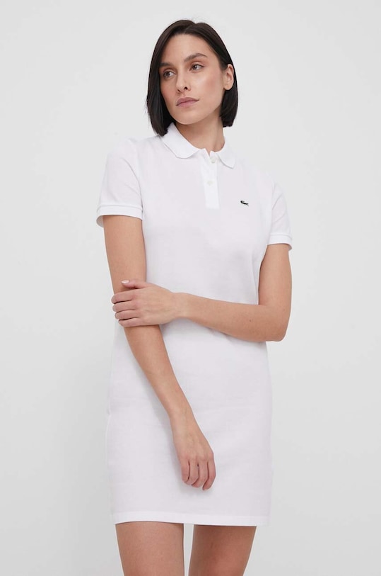 Lacoste sukienka bawełniana bawełna biały EF7767