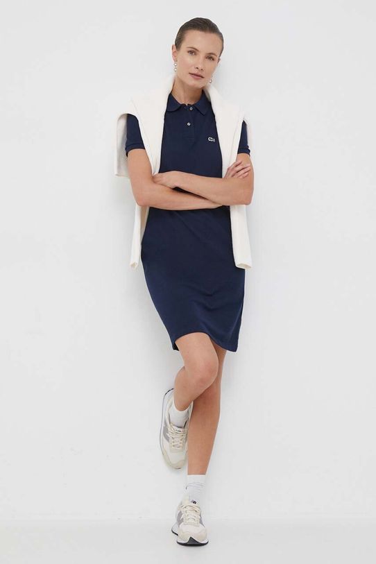 Lacoste sukienka bawełniana EF7767 granatowy SS24