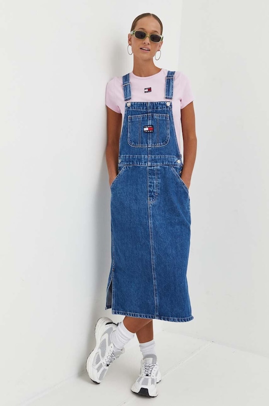 Tommy Jeans sukienka jeansowa bawełna niebieski DW0DW16721