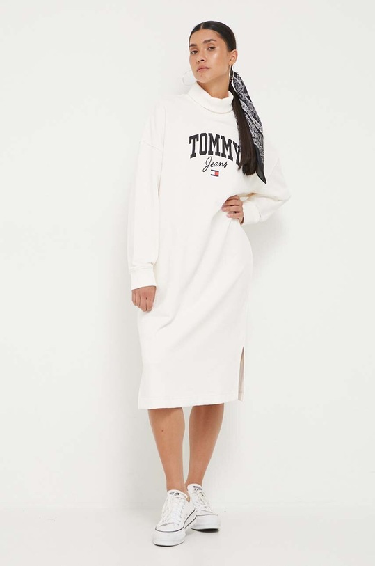 Tommy Jeans sukienka bawełniana DW0DW16462 beżowy AW23