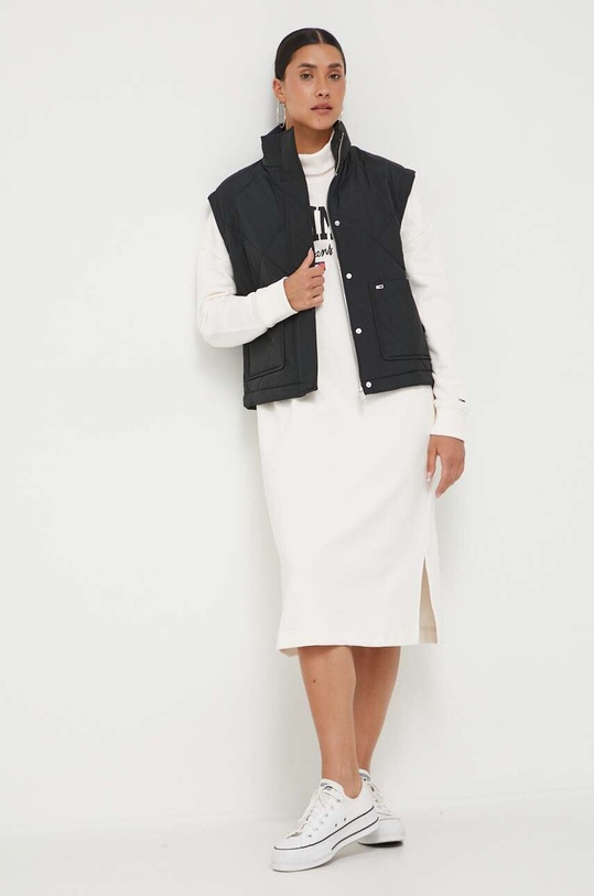 Tommy Jeans sukienka bawełniana beżowy DW0DW16462