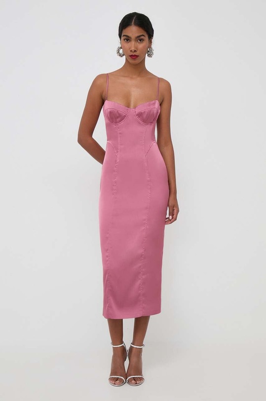 Bardot sukienka midi różowy 58946DB.MAUVE