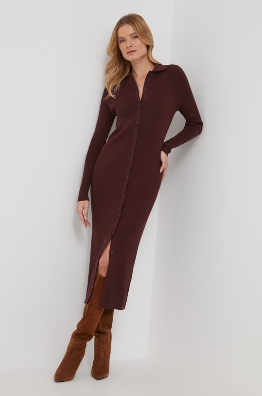 Calvin Klein sukienka z domieszką wełny casual bordowy K20K206021