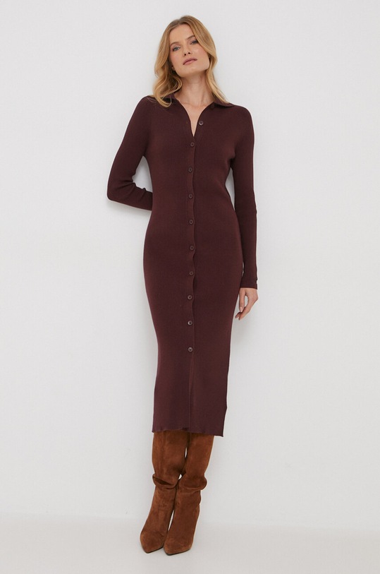 Calvin Klein sukienka z domieszką wełny K20K206021 bordowy AW23