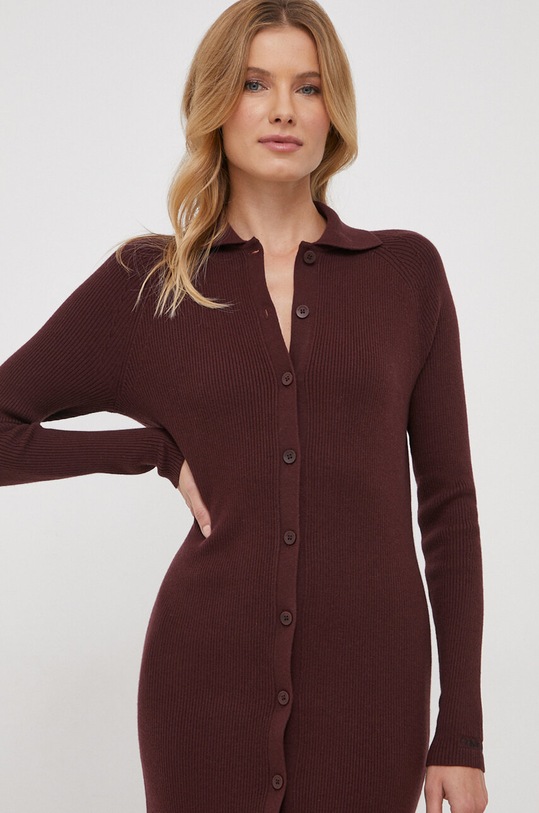 Calvin Klein sukienka z domieszką wełny bordowy K20K206021