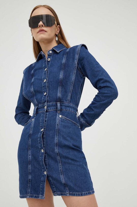 Karl Lagerfeld Jeans sukienka jeansowa bawełna niebieski 236J1305
