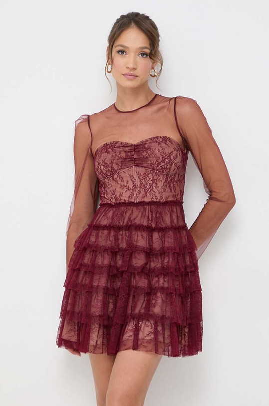Twinset sukienka rozkloszowany bordowy 232TT2071