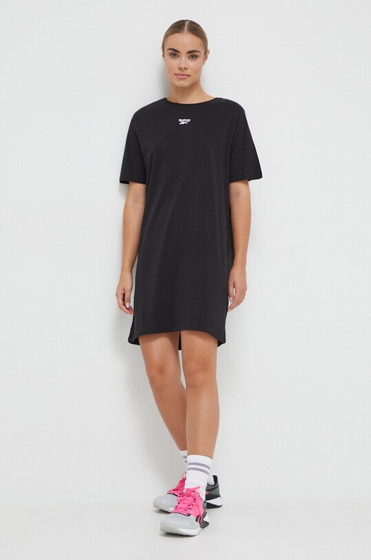 Reebok rochie din bumbac 100034707 negru SS24
