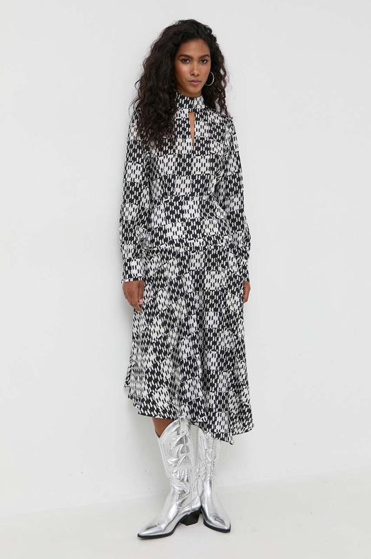 Μεταξωτό φόρεμα Karl Lagerfeld casual μαύρο 236W1301