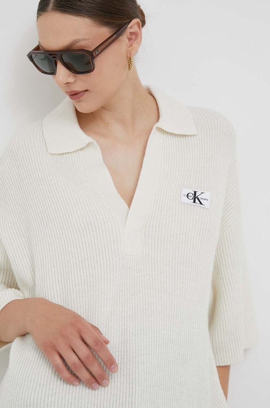 Calvin Klein Jeans sukienka wełniana biały J20J222280