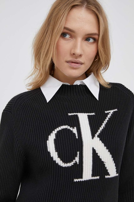 Βαμβακερό φόρεμα Calvin Klein Jeans μαύρο J20J222294