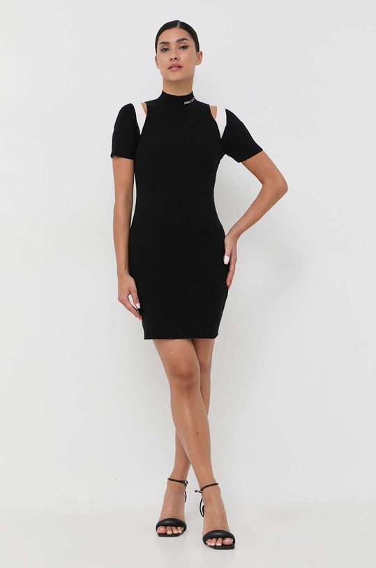 Miss Sixty sukienka z domieszką jedwabiu 6T4RJ3550000 czarny AW23