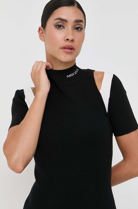 Miss Sixty sukienka z domieszką jedwabiu czarny 6T4RJ3550000